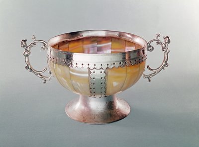 Silver mounted mother-of-pearl wassail bowl, 1650-1700 by English School